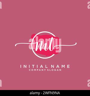 MT Initial handwriting logo with circle Stock Vector