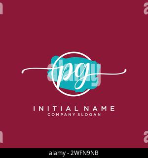 PG Initial handwriting logo with circle Stock Vector
