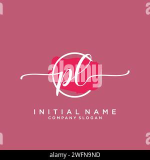 PL Initial handwriting logo with circle Stock Vector