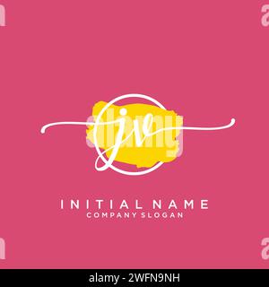 JV Initial handwriting logo with circle Stock Vector