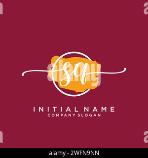SQ Initial handwriting logo with circle Stock Vector