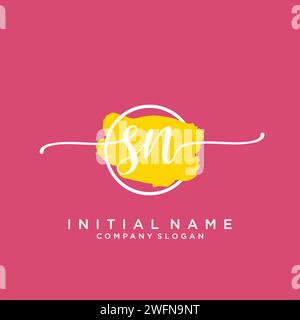 SN Initial handwriting logo with circle Stock Vector