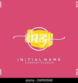 NZ Initial handwriting logo with circle Stock Vector