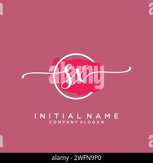 SX Initial handwriting logo with circle Stock Vector