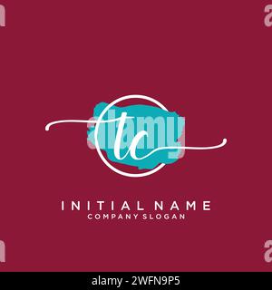 TC Initial handwriting logo with circle Stock Vector
