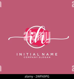 IH Initial handwriting logo with circle Stock Vector