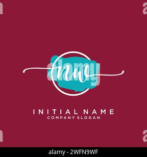 NW Initial handwriting logo with circle Stock Vector