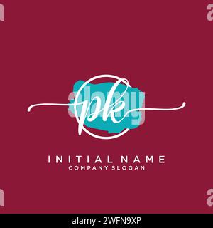 PK Initial handwriting logo with circle Stock Vector