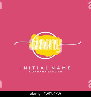 MN Initial handwriting logo with circle Stock Vector
