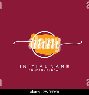 MM Initial handwriting logo with circle Stock Vector