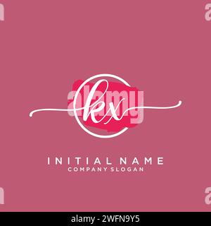 KX Initial handwriting logo with circle Stock Vector