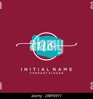 NO Initial handwriting logo with circle Stock Vector