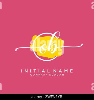 OB Initial handwriting logo with circle Stock Vector