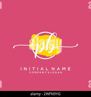 PB Initial handwriting logo with circle Stock Vector