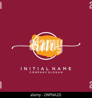RM Initial handwriting logo with circle Stock Vector