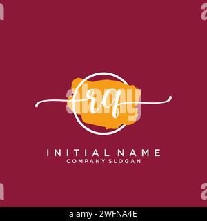 RQ Initial handwriting logo with circle Stock Vector