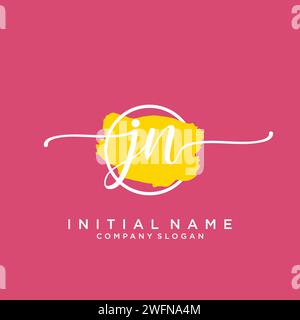 JN Initial handwriting logo with circle Stock Vector
