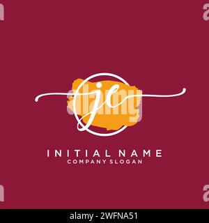 JE Initial handwriting logo with circle Stock Vector
