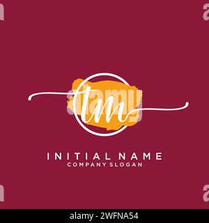 TM Initial handwriting logo with circle Stock Vector