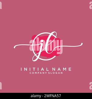 JL Initial handwriting logo with circle Stock Vector