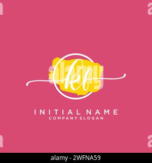 KF Initial handwriting logo with circle Stock Vector