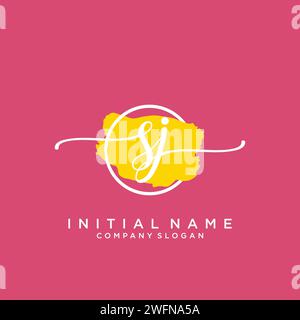 SJ Initial handwriting logo with circle Stock Vector