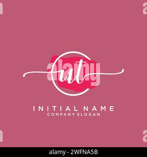 UT Initial handwriting logo with circle Stock Vector