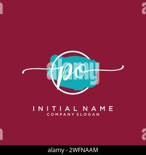 PO Initial handwriting logo with circle Stock Vector