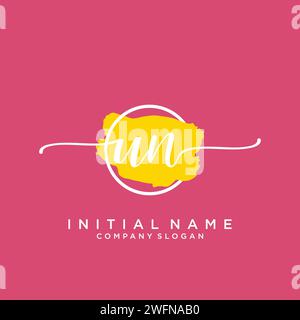 UN Initial handwriting logo with circle Stock Vector