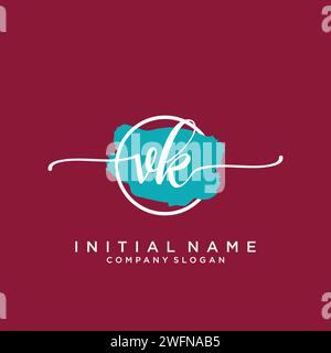 VK Initial handwriting logo with circle Stock Vector