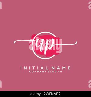 QP Initial handwriting logo with circle Stock Vector