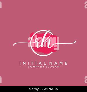 RH Initial handwriting logo with circle Stock Vector