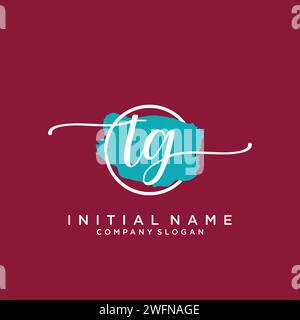 TG Initial handwriting logo with circle Stock Vector