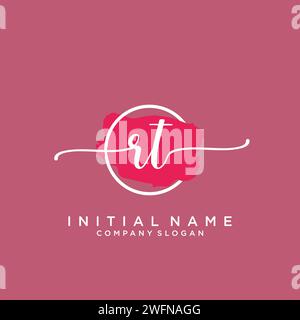 RT Initial handwriting logo with circle Stock Vector