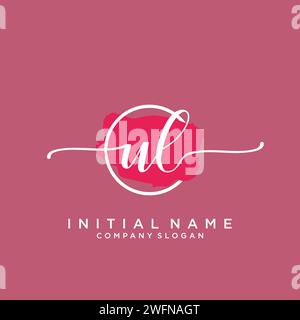 UL Initial handwriting logo with circle Stock Vector