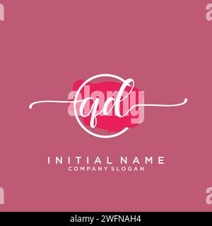 QD Initial handwriting logo with circle Stock Vector