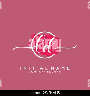 LD Initial handwriting logo with circle Stock Vector