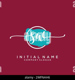 SW Initial handwriting logo with circle Stock Vector
