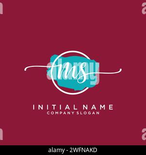 MS Initial handwriting logo with circle Stock Vector