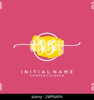 SZ Initial handwriting logo with circle Stock Vector