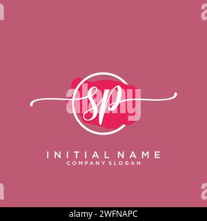 SP Initial handwriting logo with circle Stock Vector
