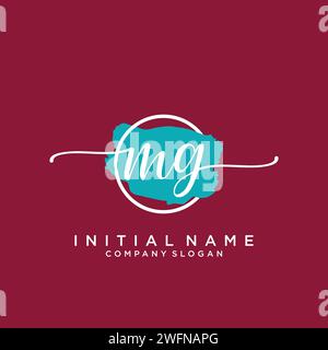 MG Initial handwriting logo with circle Stock Vector