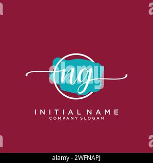 NG Initial handwriting logo with circle Stock Vector
