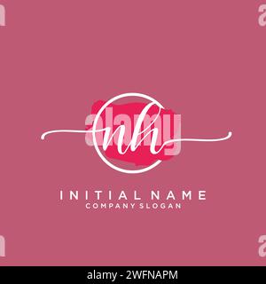NH Initial handwriting logo with circle Stock Vector