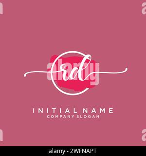 RD Initial handwriting logo with circle Stock Vector