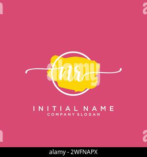 NR Initial handwriting logo with circle Stock Vector