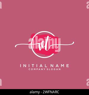 VT Initial handwriting logo with circle Stock Vector