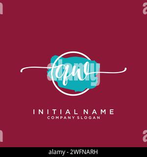 QW Initial handwriting logo with circle Stock Vector