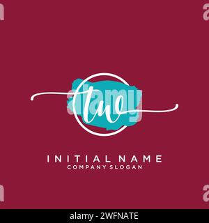 TW Initial handwriting logo with circle Stock Vector