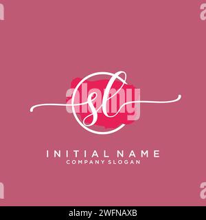 SL Initial handwriting logo with circle Stock Vector